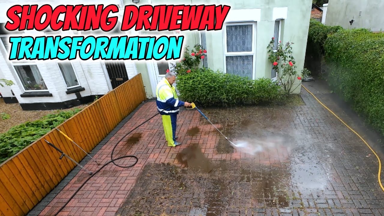 Driveway before and after cleaning comparison