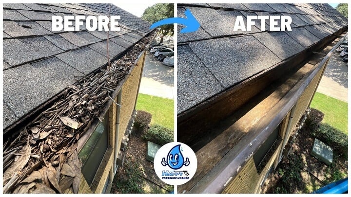 Gutter cleaning before and after transformation 1