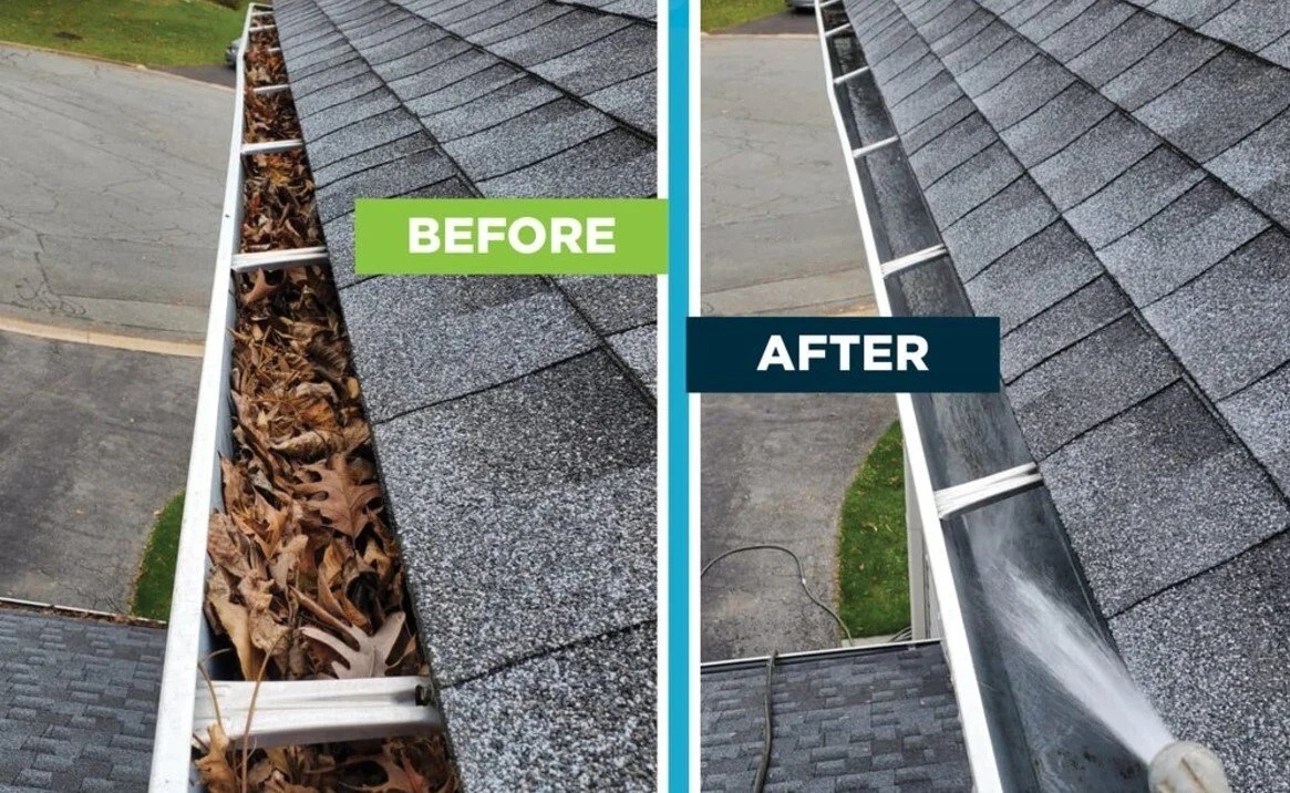 Gutter cleaning before and after transformation 2