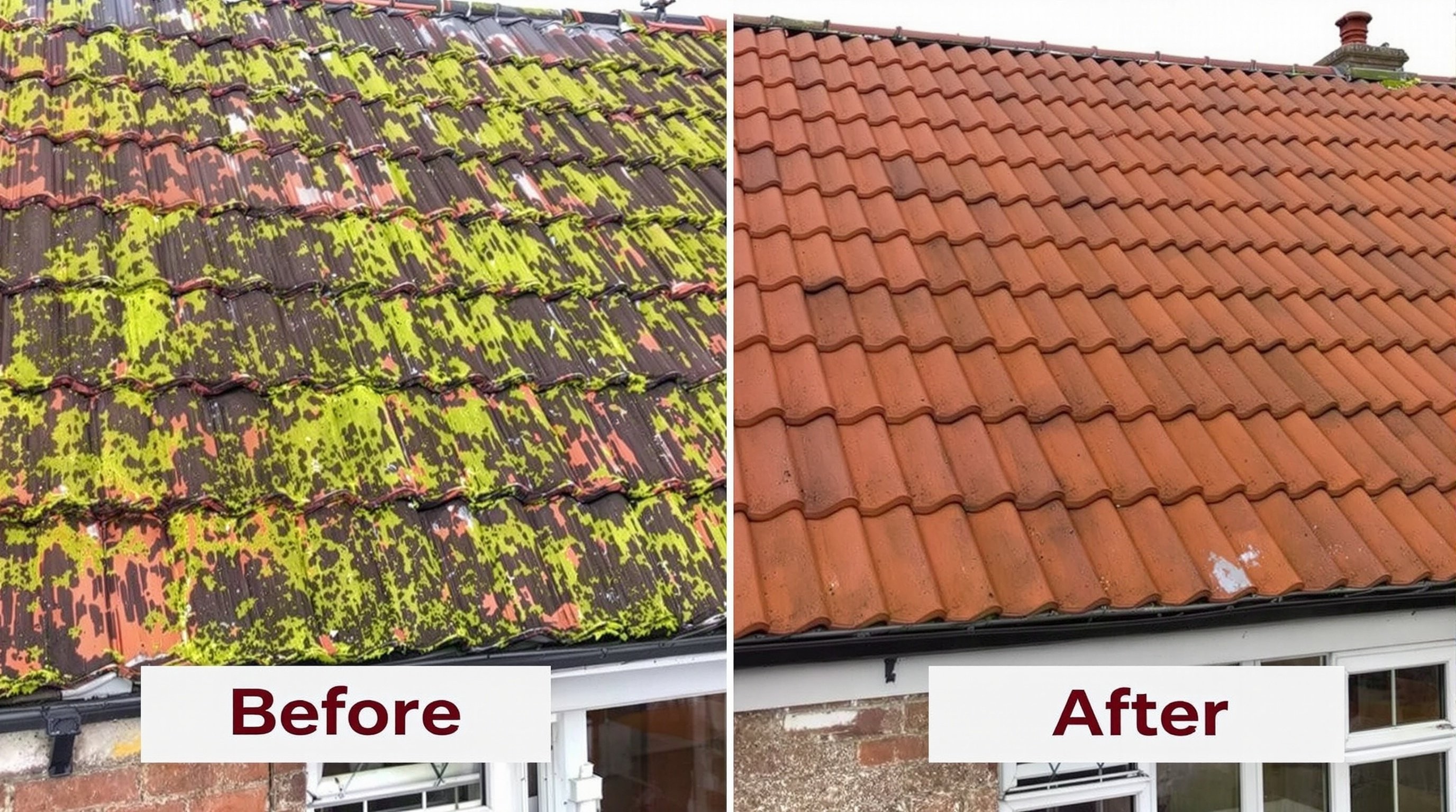 Roof cleaning before and after transformation 1