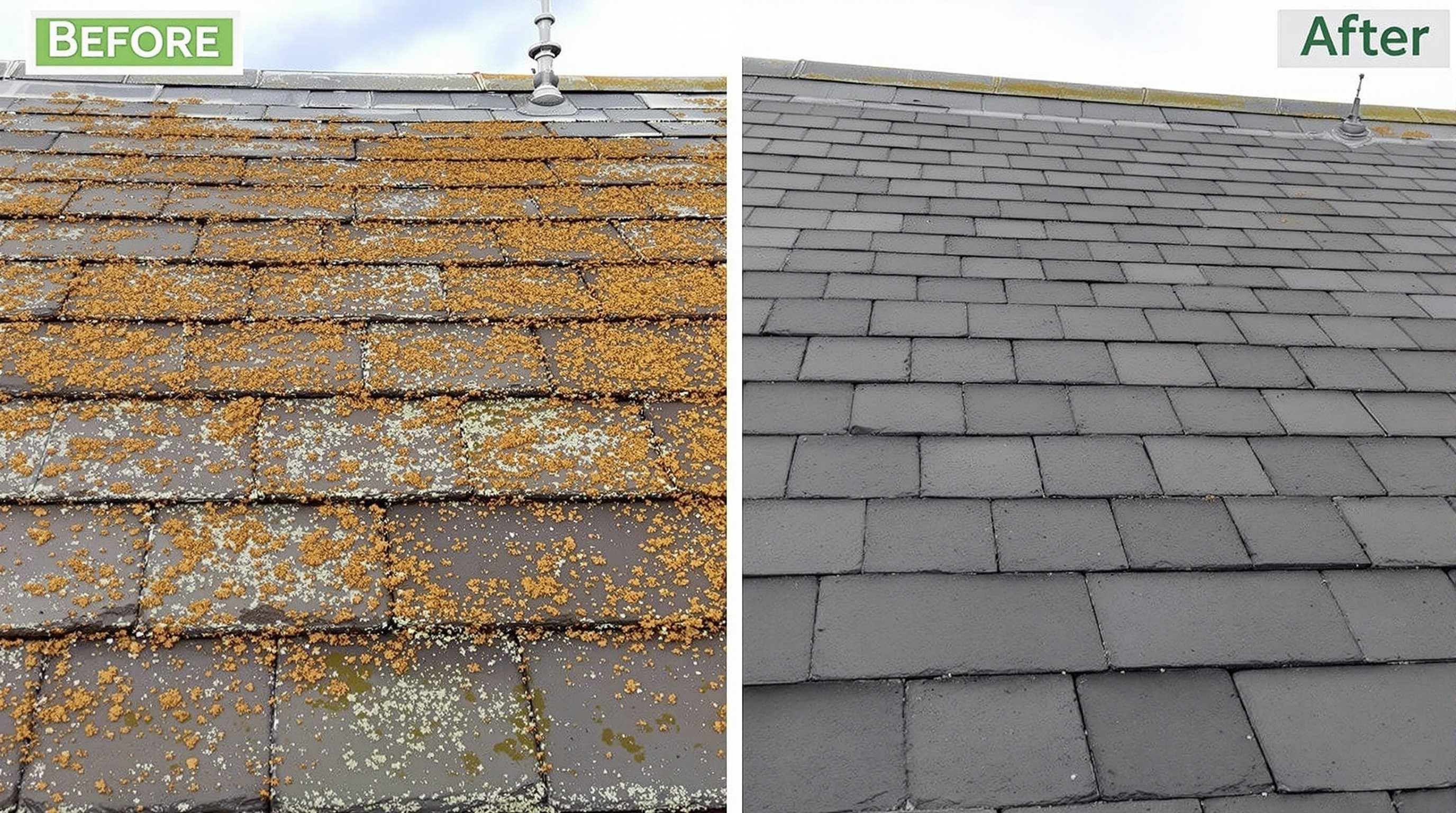 Roof cleaning before and after transformation 4