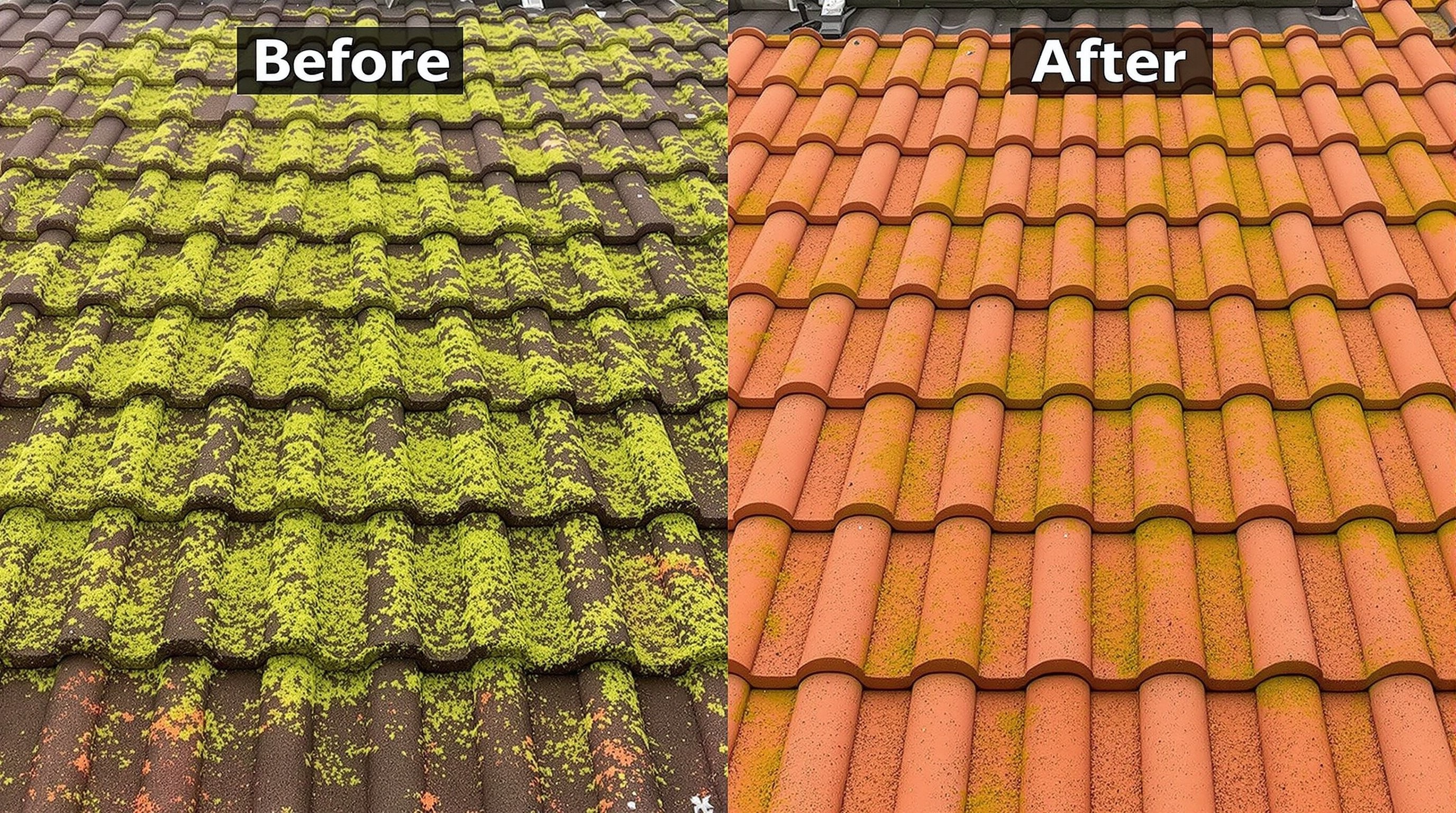 Roof cleaning before and after transformation 6